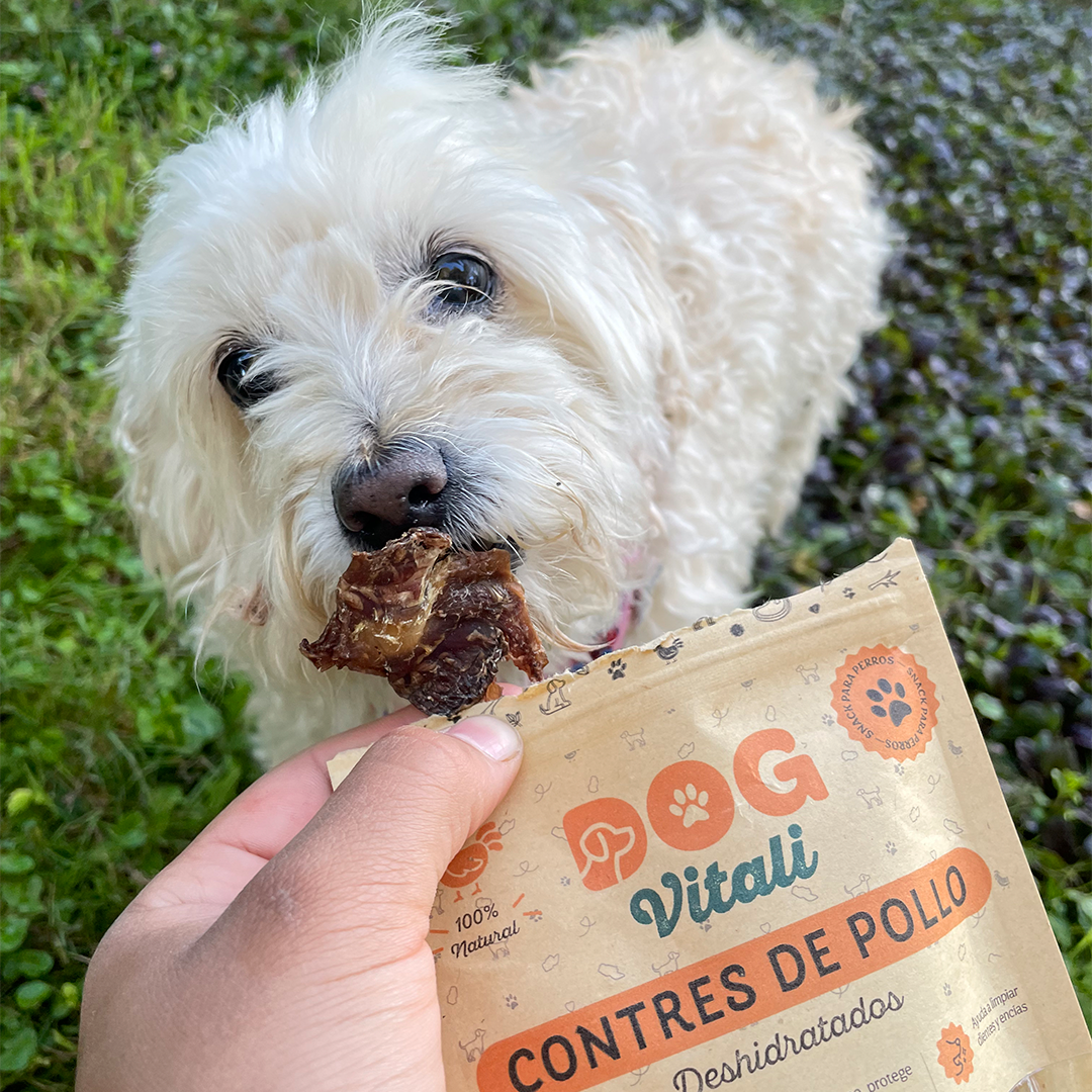 Contres de pollo deshidratados.