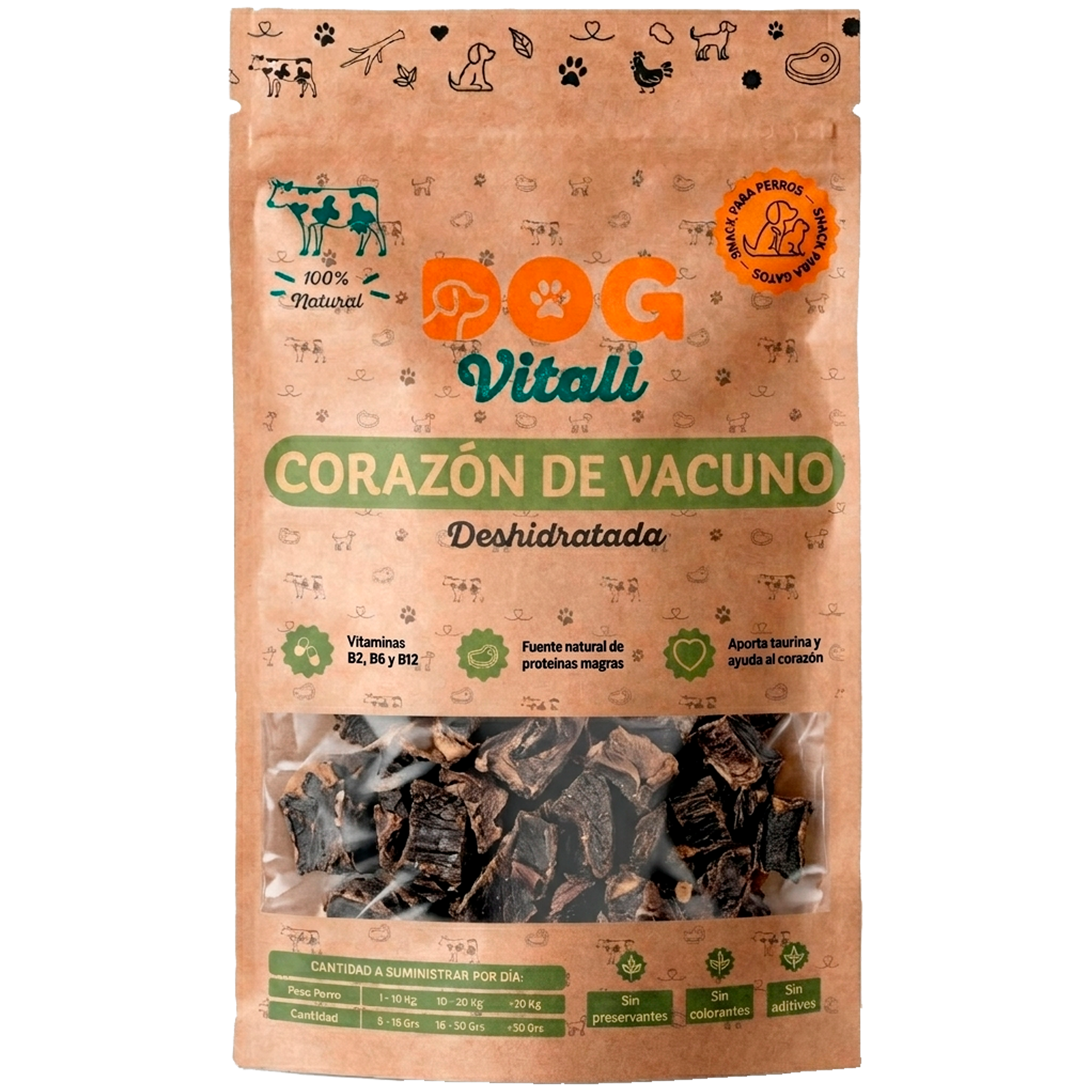 Corazon de vacuno deshidratado.