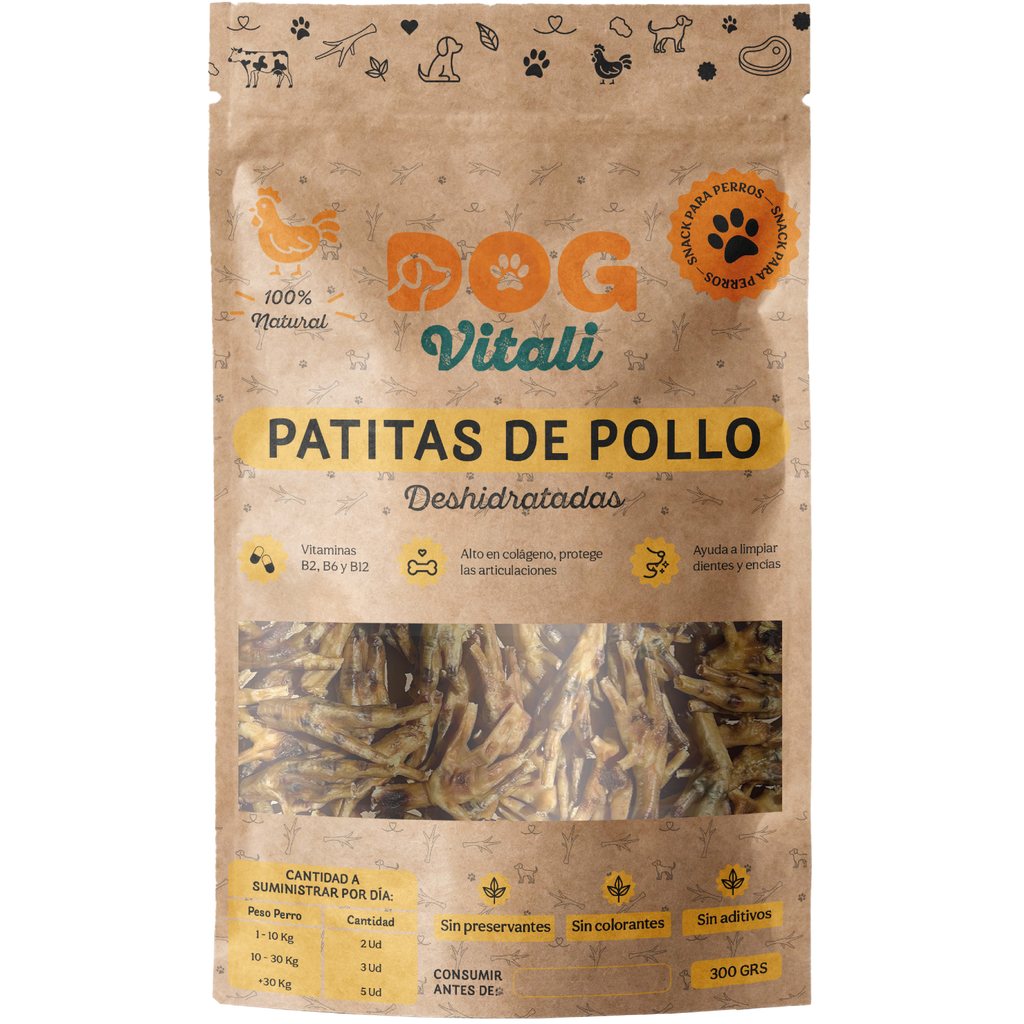 Patas de pollo deshidratadas.